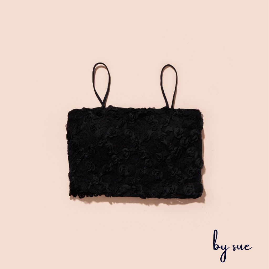 Áo bra hoa hồng BY SUE dáng quây, có mút ngực, sau lưng có thun co giãn ôm body gợi cảm AB09