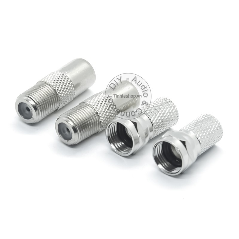 Đầu bấm jack cắm anten TV kèm chuôi vặn F5 - Rắc cắm 9.5mm cho TV Đầu DVB