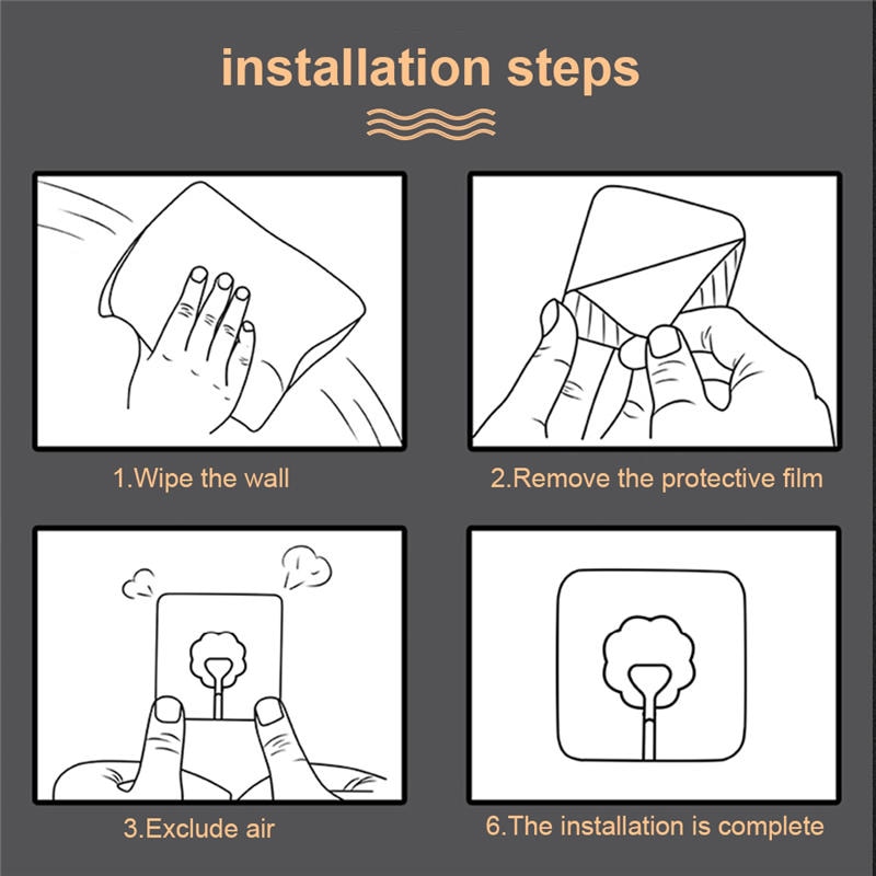 Set 10 móc dán tường xoay 180 độ 4 loại đa năng tiện dụng