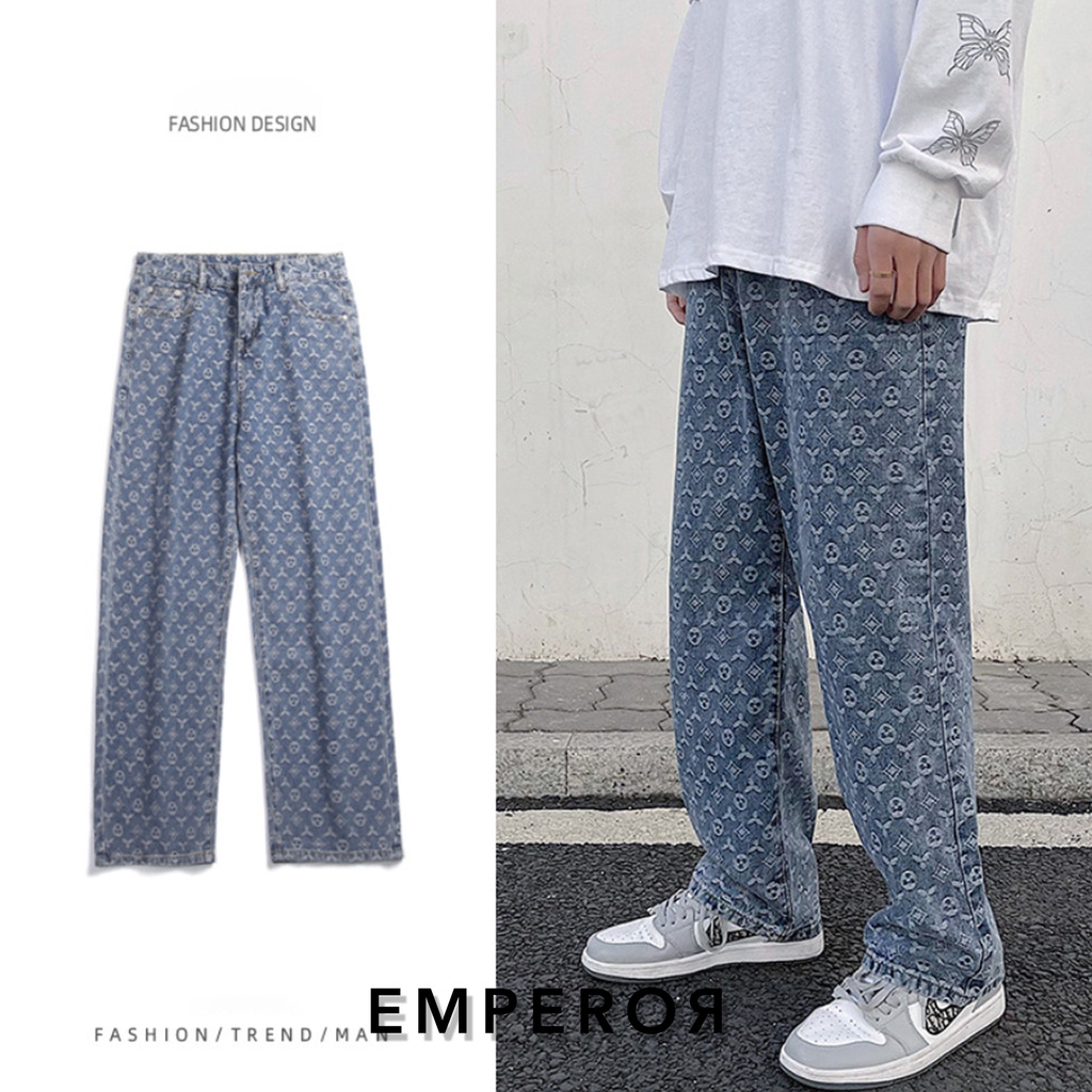 Quần Jean ống xuông nam nữ họa tiết siêu hot SS 2021