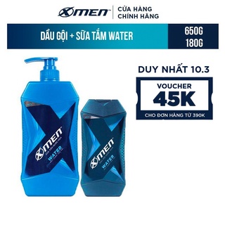 Combo Dầu Gội X-Men Nước hoa Water 180G và Sữa Tắm X-Men Nước hoa Water 650G