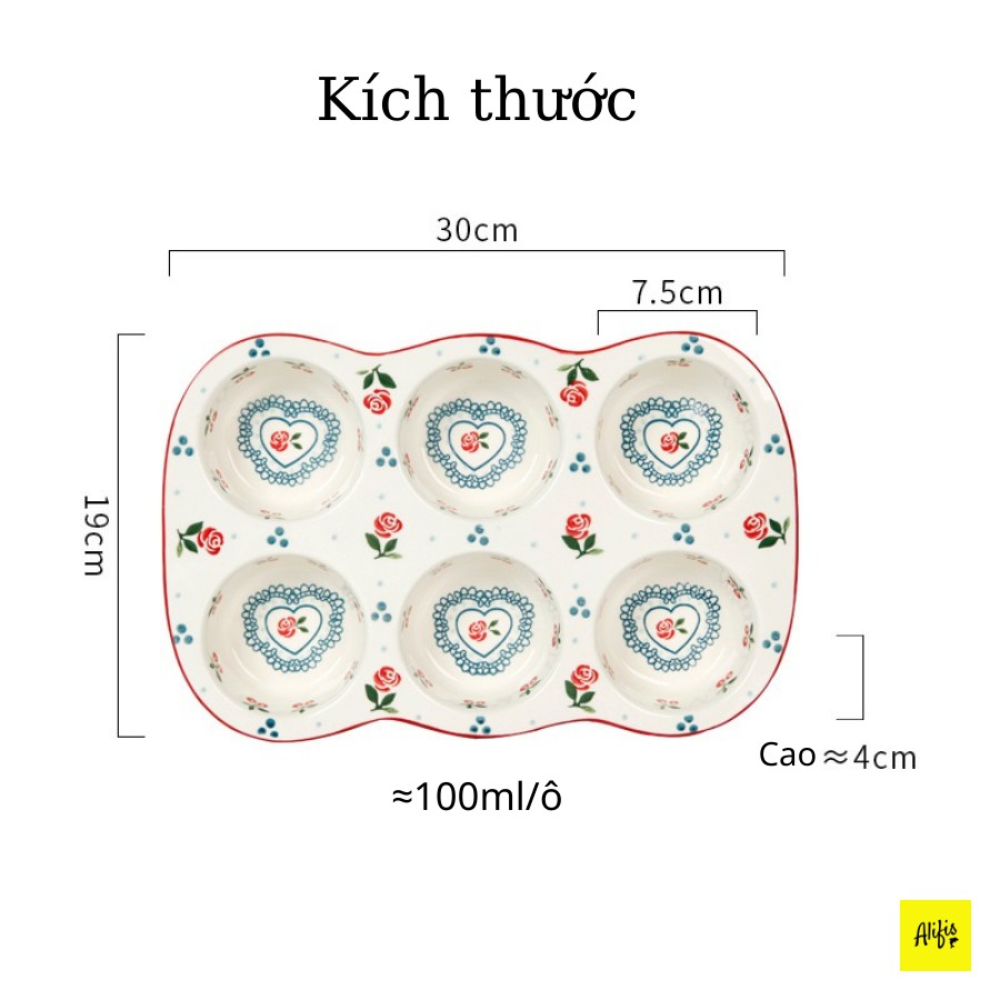 Khuôn làm bánh 💥 Khuôn làm bánh cup cake, muffin bằng sứ - họa tiết Cherry đỏ