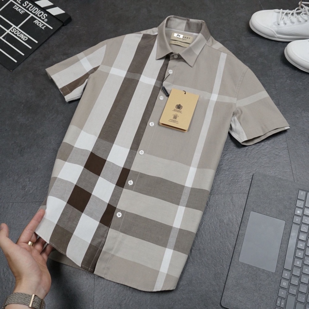 Áo sơ mi nam ngắn tay BBR kẻ nhiều màu caro ,chất liệu cotton thoáng mát, không nhăn, không bai xù BBR