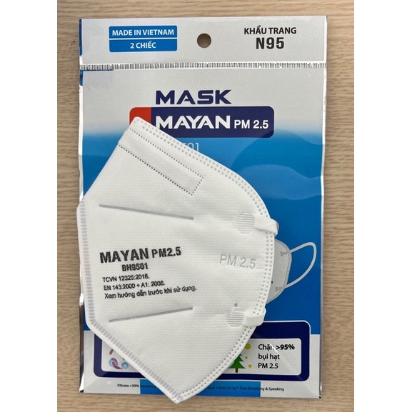 Khẩu trang N95 BH9501 - MAYAN màu trắng 1 túi 2 chiếc