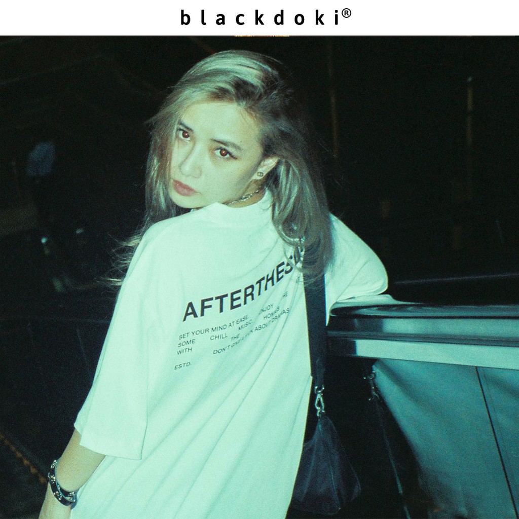 Áo thun nữ BLACKDOKI-After the sun , áo phông basic unisex dáng rộng tay lỡ chất cotton dày dặn M19
