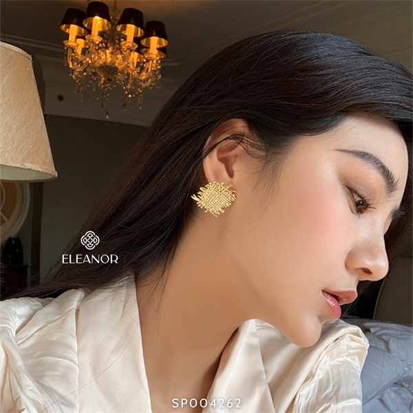 Bông tai nữ chuôi bạc 925 Eleanor Accessories họa tiết đan mây phụ kiện trang sức phong cách Hàn Quốc