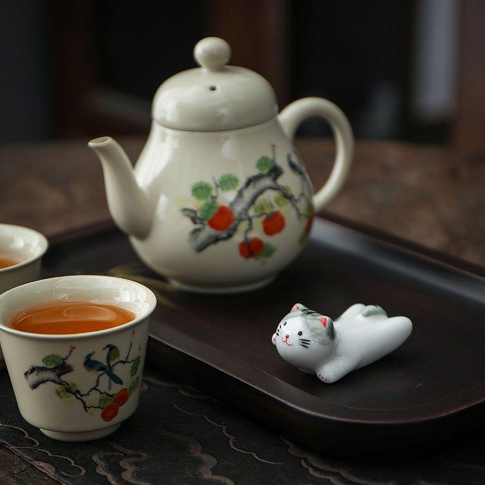 LEISURE Giá Đỡ Đũa Bằng Gốm Hình Mèo Phong Cách Nhật Bản
