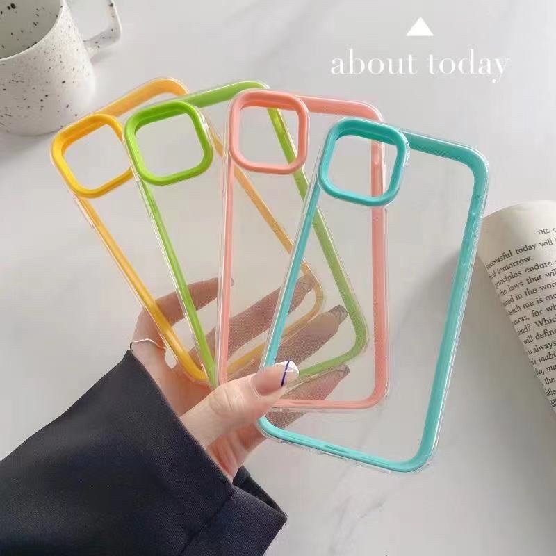 (SIÊU RẺ) Ốp lưng Iphone viền hồng, tím bảo vệ cam chống sốc 6/6plus/6s/6splus/7/7plus/8/8plus/x/xr/xs/11/12/13/pro/max