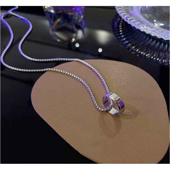 Dây chuyền thép Titan không gỉ lồng nhẫn ULa Shop phong cách Hàn Quốc new arrival 2022 VC8