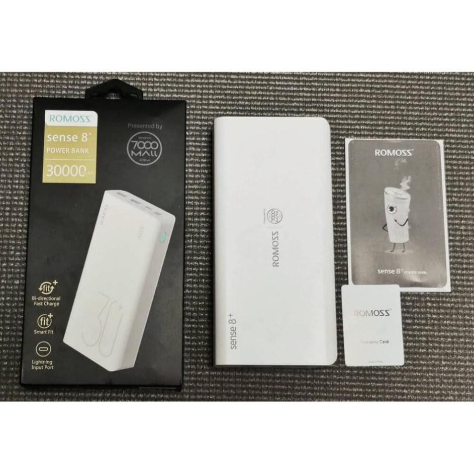 Sạc Dự Phòng Romoss Sense 8 Plus 30000mah Quick Charge 3.0 PD 18W 3 Cổng Sạc Vào - BH 1 Năm | Romoss Sense 8+