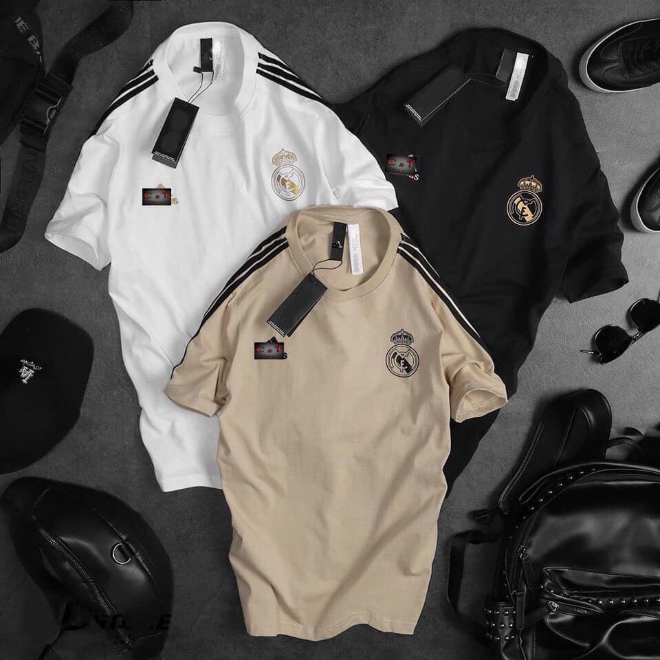 Áo DAS Ngắn Tay Logo Real Madrid Cotton Thoáng Mát