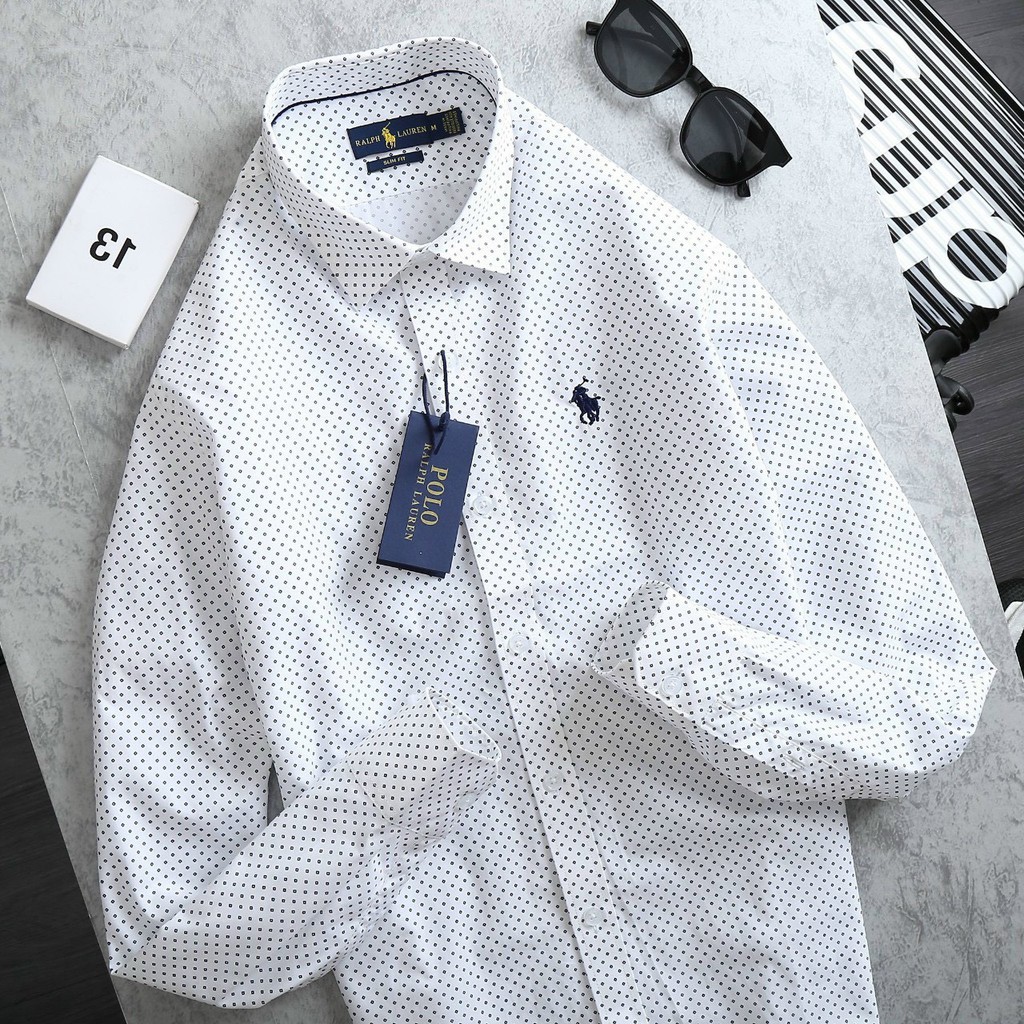 [Cotton lụa] Áo sơ mi nam tay dài Polo Ralph Lauren Shirts Sơ Vin vnxk Mỹ xịn 11 họa tiết nổi