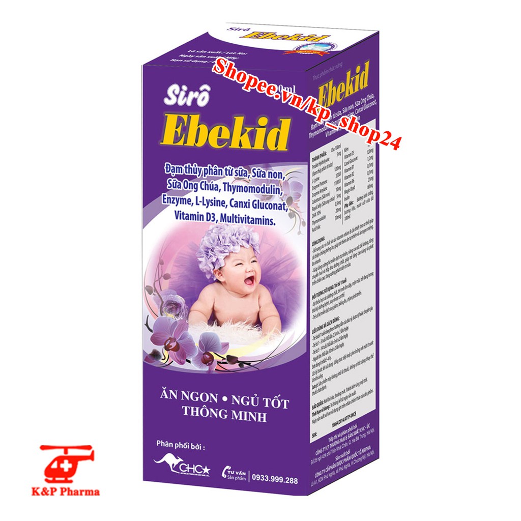 ✅ (CHÍNH HÃNG) Siro EBEKID - Giúp ăn ngon ngủ tốt, dành cho trẻ em biếng ăn, chậm lớn và người lớn bị mệt mỏi, suy nhược