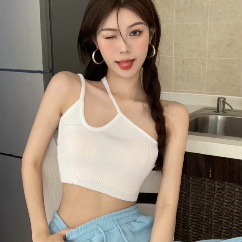 SUXI Áo Croptop Dệt Kim Thiết Kế Trễ Vai Quyến Rũ