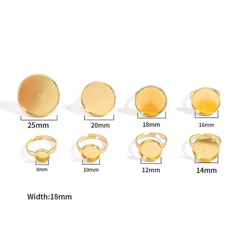 Bộ 10 nhẫn thủy tinh cabochon có thể điều chỉnh đường kính 10 12 14 16 18 20 25 mm dùng làm trang sức