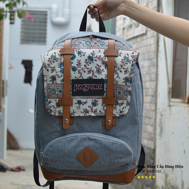 Balo JANSPORT LAPTOP màu xám họa tiết hoa