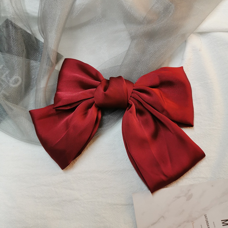 Kẹp Tóc Nơ Màu Đỏ Phong Cách Nhật Bản Dễ Thương Cho Nữ