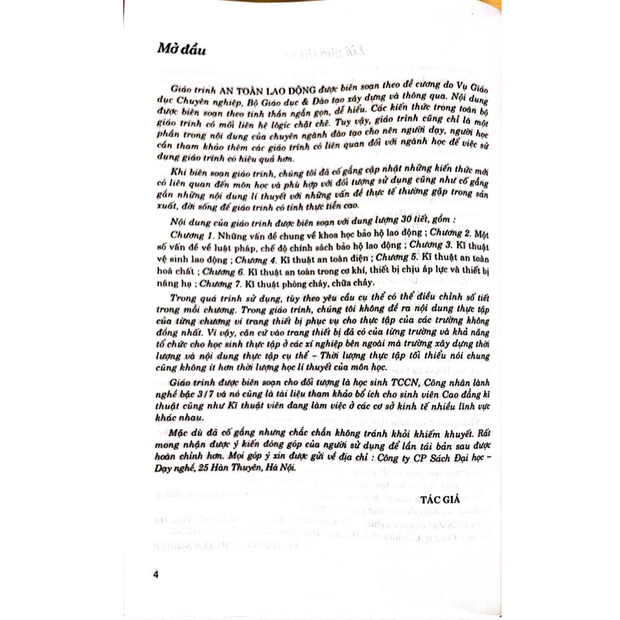 Sách - Giáo Trình An Toàn Lao Động