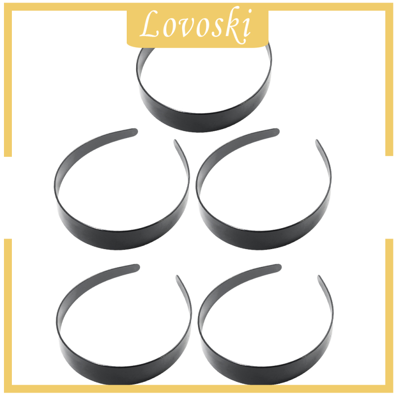 Bộ 5 Băng Đô Cài Tóc Bằng Nhựa Màu Đen Trơn Rộng 3cm DIY