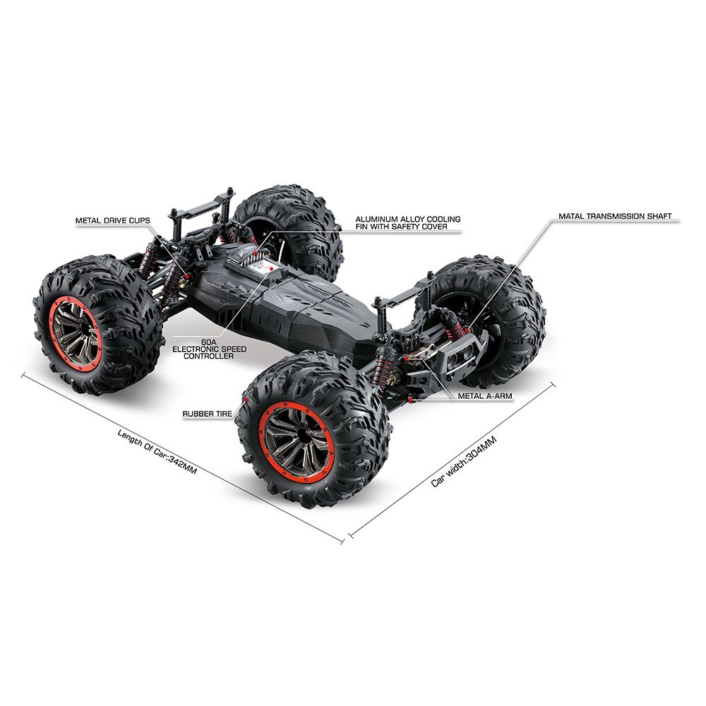 Xe điều khiển monster truck 9125 size to 50km/h gầm kim loại XinleHong 9125 1/10 2.4G 2 cầu 4WD RC- Xe ô tô địa hình