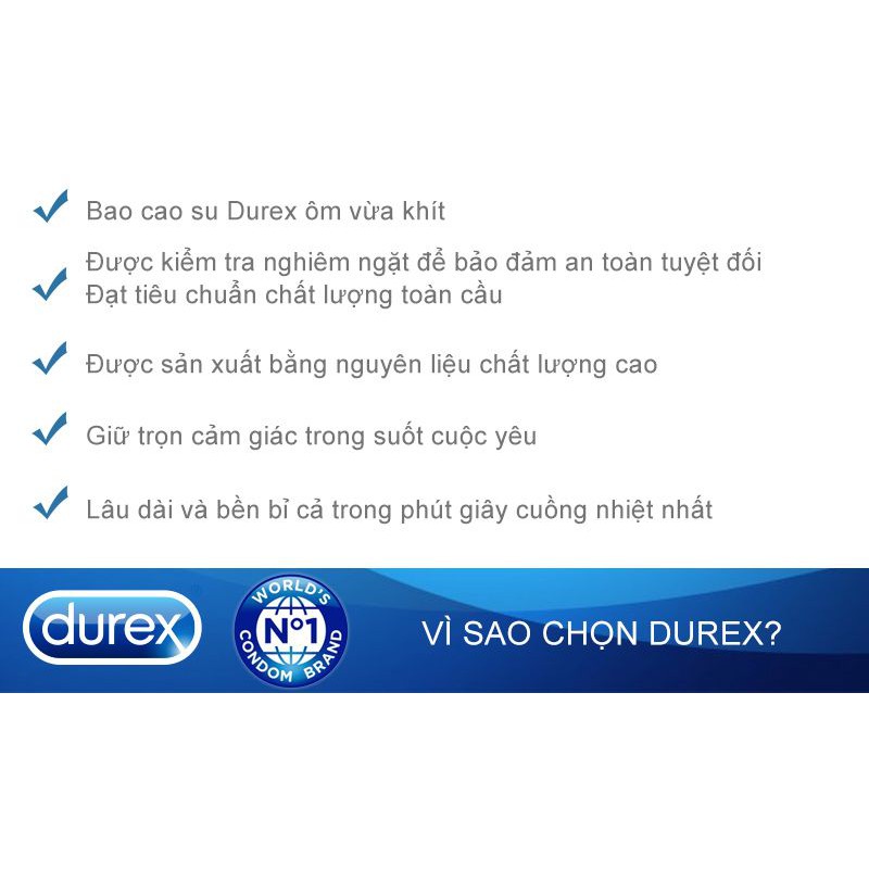 [CHE TÊN] HỘP 3 cái bao cao su Durex Pleasuremax hạt nổi 56mm