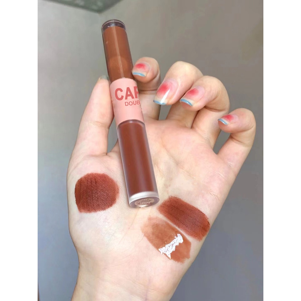 [Hàng mới về] Son kem hiệu ứng gương Cappuvini 2 đầu trang điểm bắt mắt