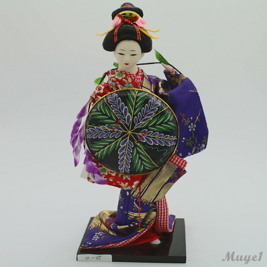 Búp Bê Geisha Mặc Kimono Màu Tím Cỡ 12inch