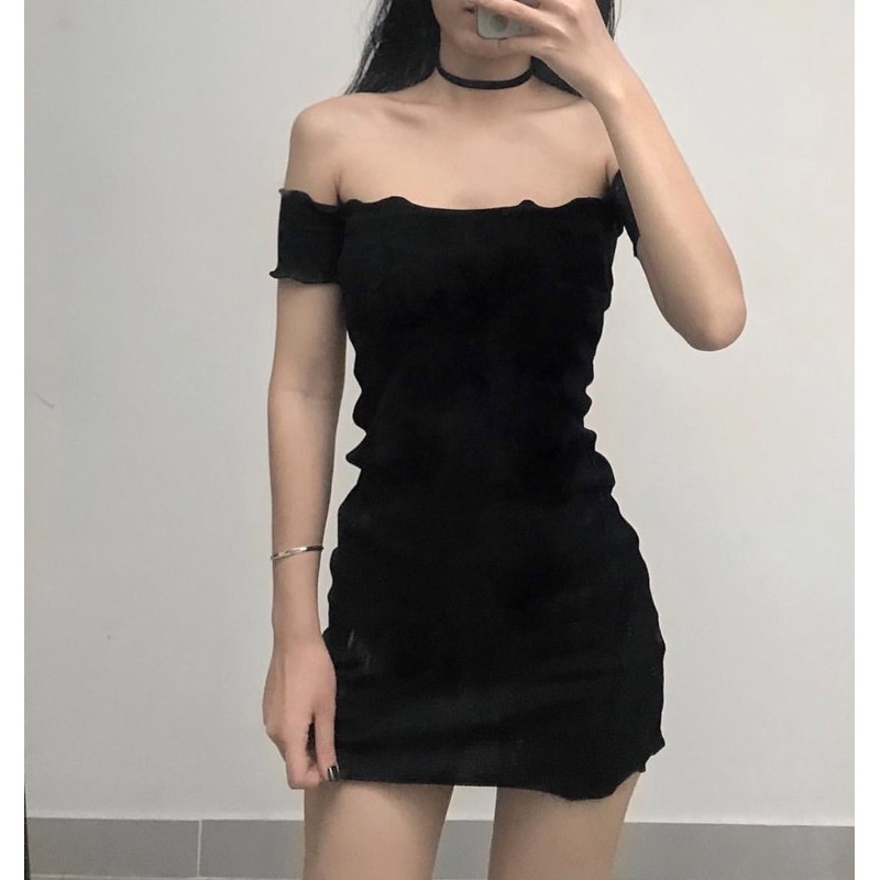 Đầm Body Thun Gân Trễ Vai Sexy Sang Chảnh Đi Dự Tiệc, Đi Bar, Chất đẹp dày dặn (LIZ DRESS) | BigBuy360 - bigbuy360.vn