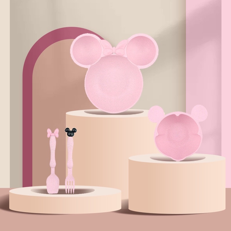 Khay ăn dặm micky kèm thìa, dĩa cute