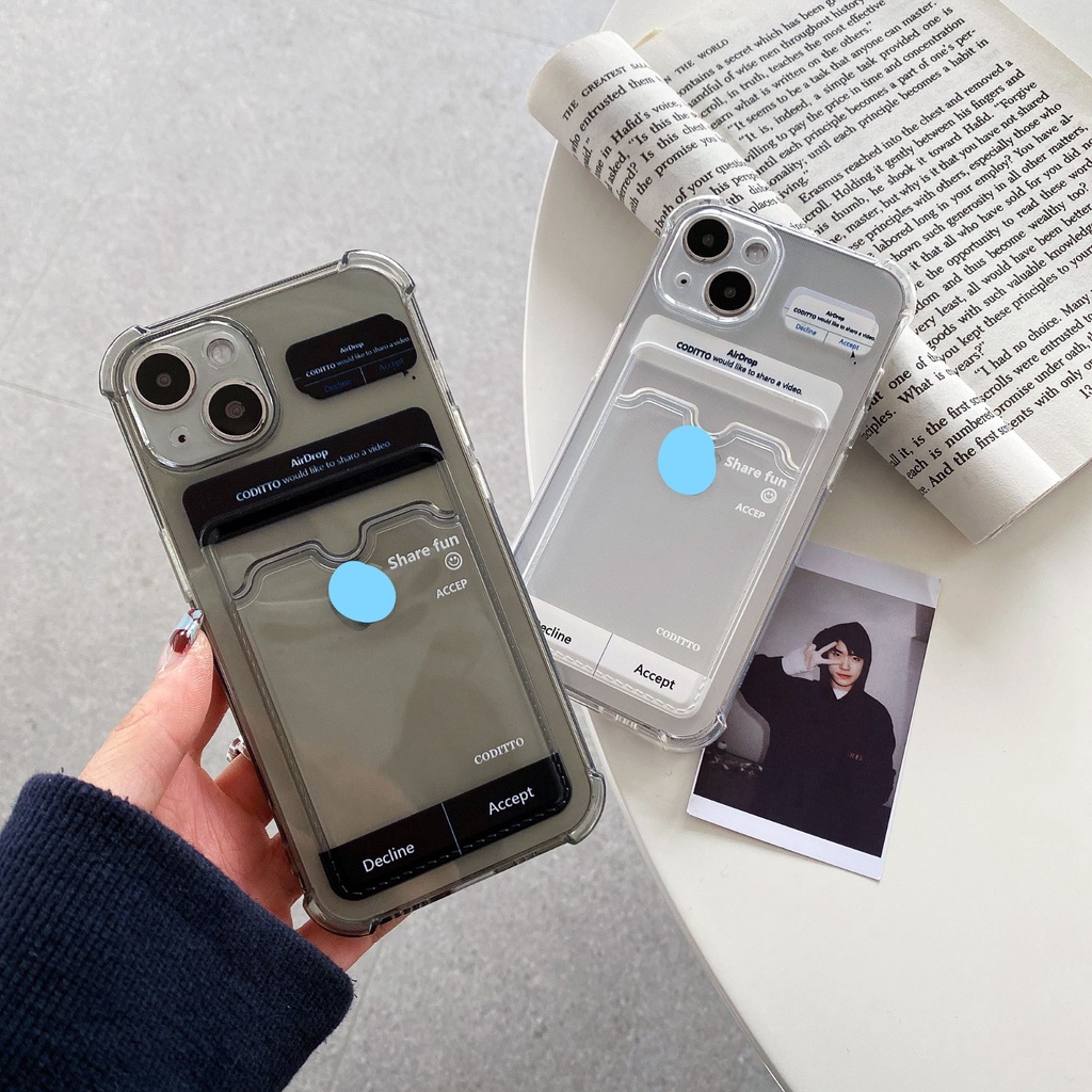 Ốp Điện Thoại Chống Sốc Có Ngăn Đựng Thẻ Cho iPhone 14 / 13 / 12 / 11 / X / 8 / 7P