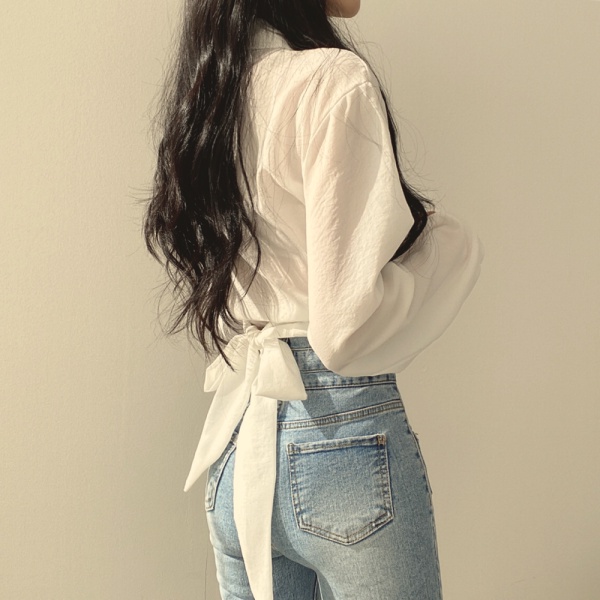 Áo Croptop Hở Lưng Thắt Nơ Phong Cách Hàn Quốc Thời Trang Mùa Hè