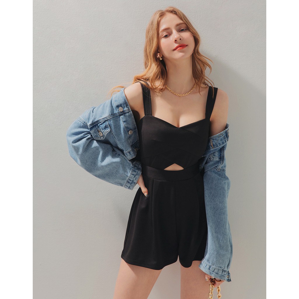 Jumpsuit ngắn 2 dây cut out eo nữ Air Space 2110111001