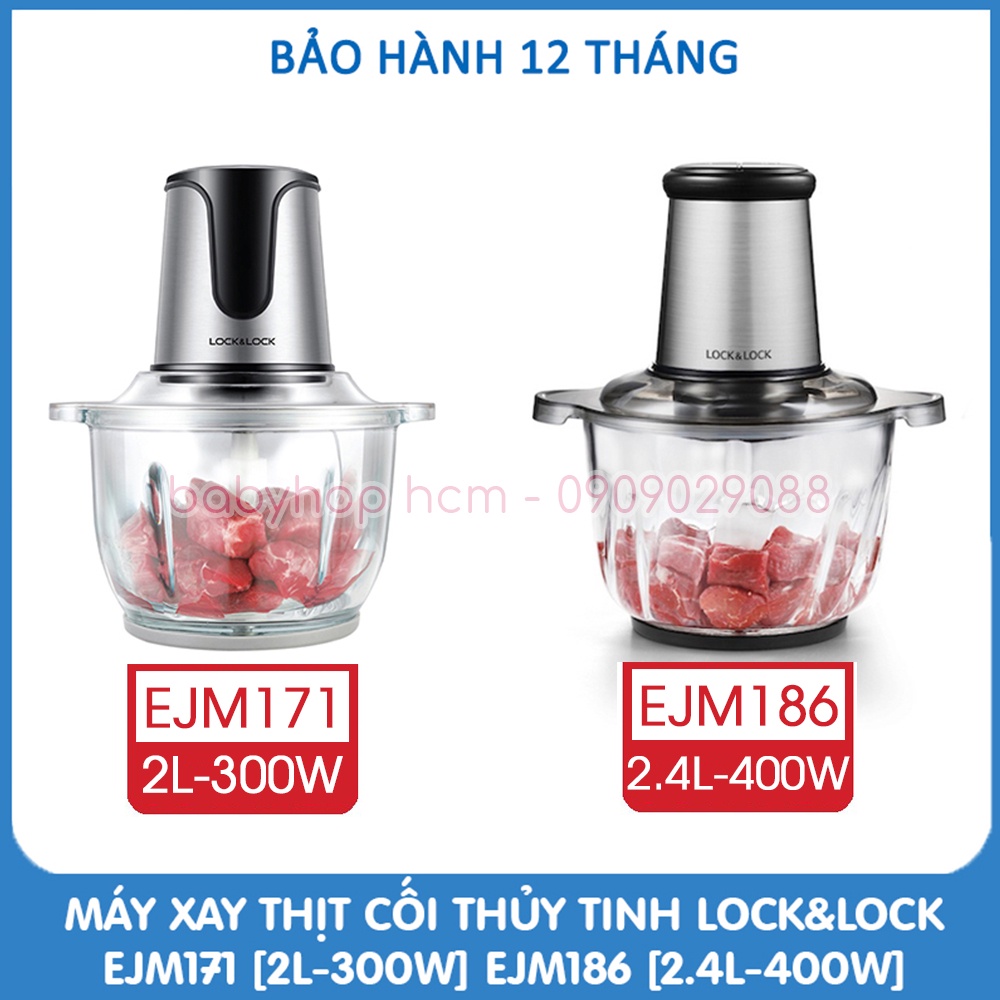 Máy Xay Thịt 2 Lưỡi Dao Kép Lock&amp;Lock EJM171 [2L-300W] EJM186SLV [2.4L-400W] Bảo Hành Chính Hãng 12 Tháng