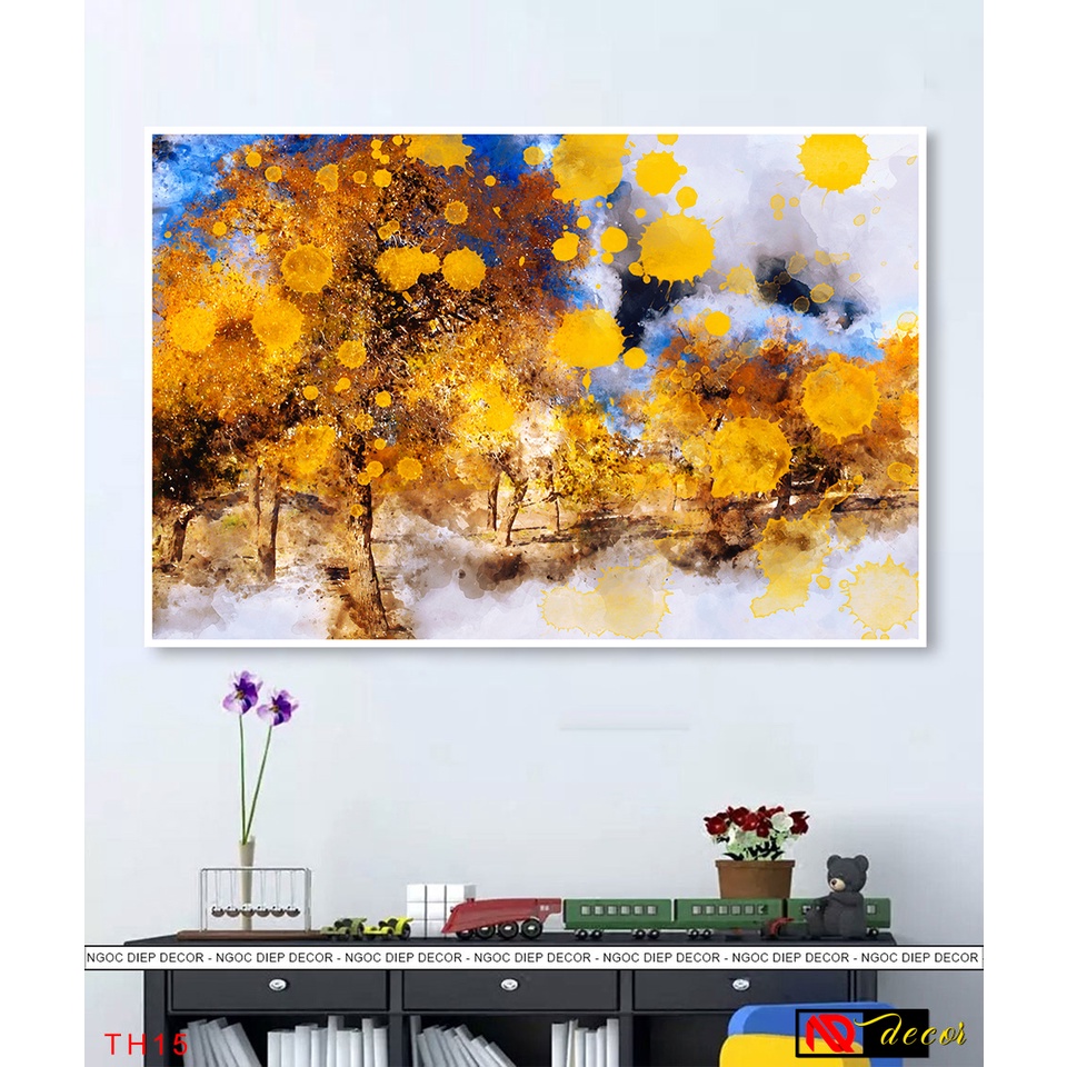 Tranh In Trìu Tượng phong cách Sơn Dầu treo tường nghệ thuật trang trí phòng khách Vintage hiện đại cao cấp A71