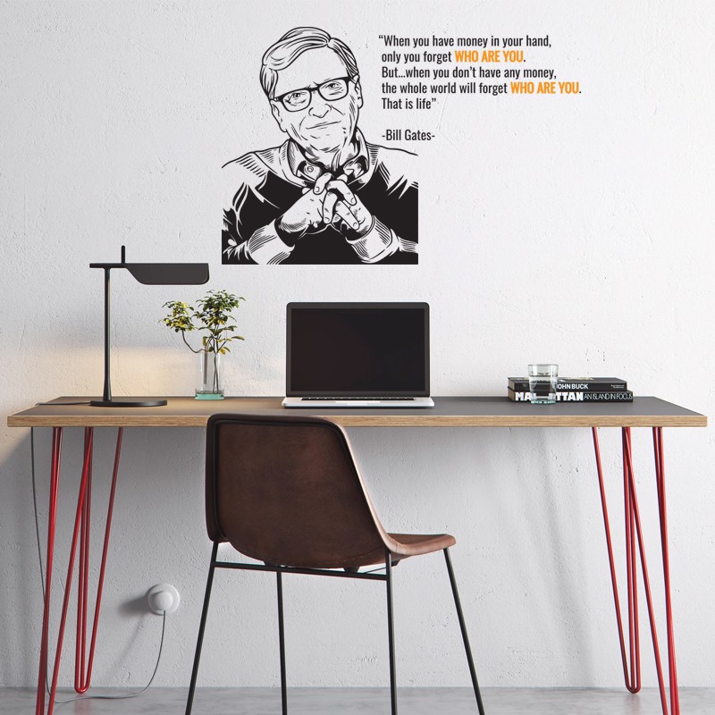 Set Decal Dán Tường Trang Trí Phòng Khách, Phòng Ngủ, Dán Cửa Kính | Decal Chủ Đề Câu Nói Nối Tiêng Của Bill gates