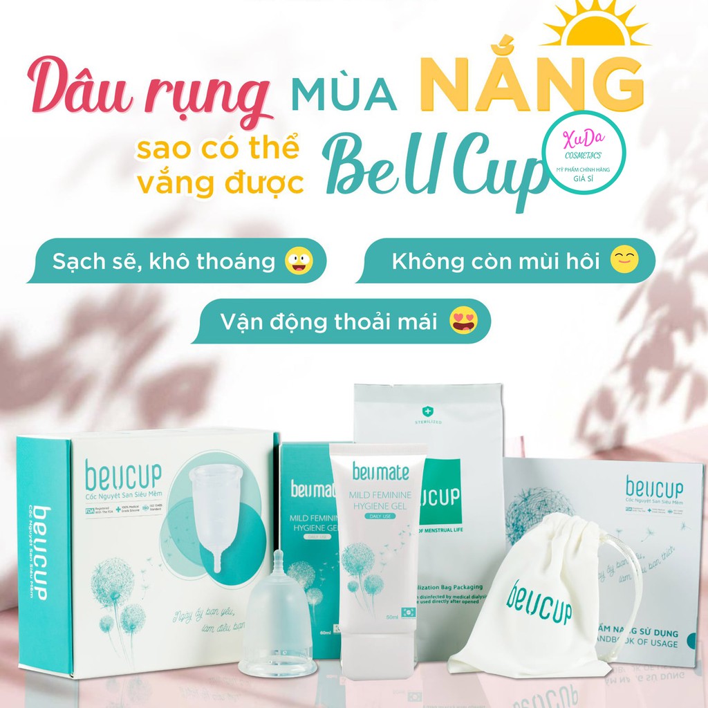 Cốc nguyệt san beucup silicol y tế chính hãng siêu mềm đạt chuẩn fda Hoa Kỳ