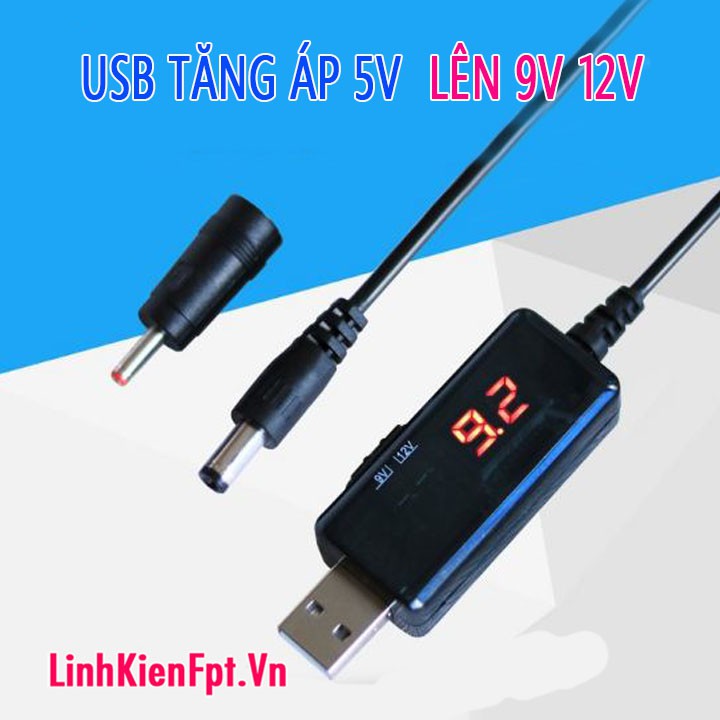 Cáp chuyển đổi điện áp từ cổng USB 5V sang 9V 12V