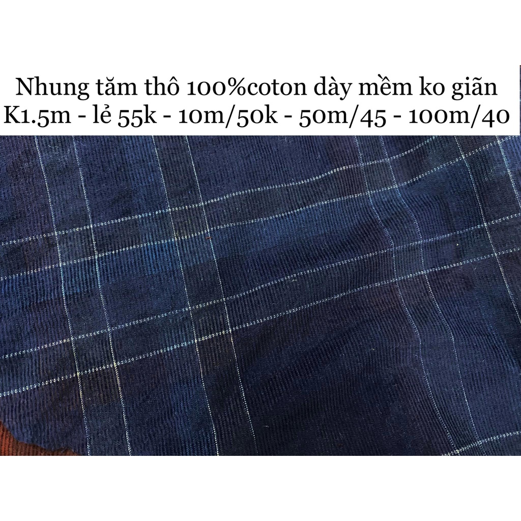 Vải Nhung tăm thô 100% cotton - Mềm mịn dày vừa