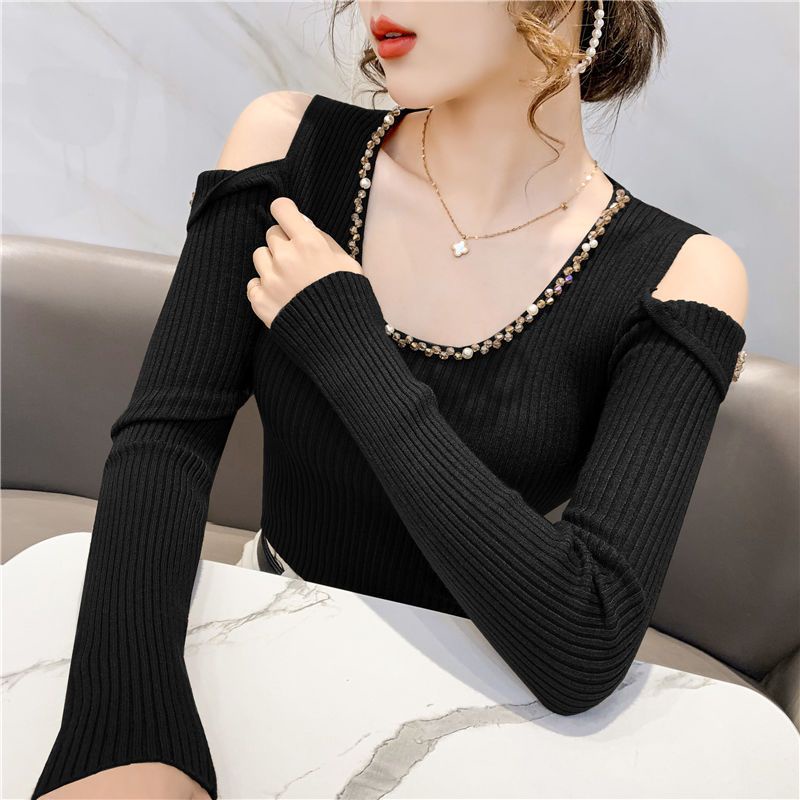 Áo Len Tay Dài Hở Vai Phong Cách Mới Dành Cho Nữ