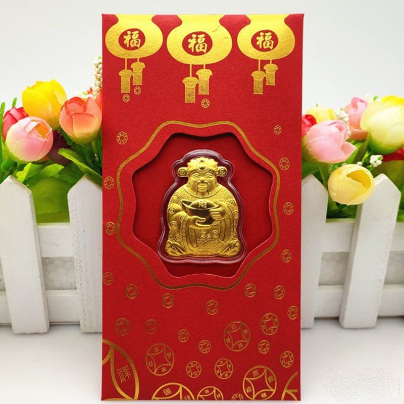 BAO LÌ XÌ MẠ VÀNG THẦN TÀI 24K - BAO LÌ XÌ MAY MẮN