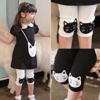 Quần legging lửng thêu mèo