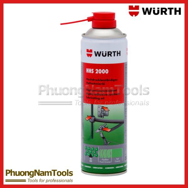 MỠ BÒ NƯỚC DẠNG XỊT BÔI TRƠN CHỊU NHIỆT WURTH HHS 2000 500ML- 0893106