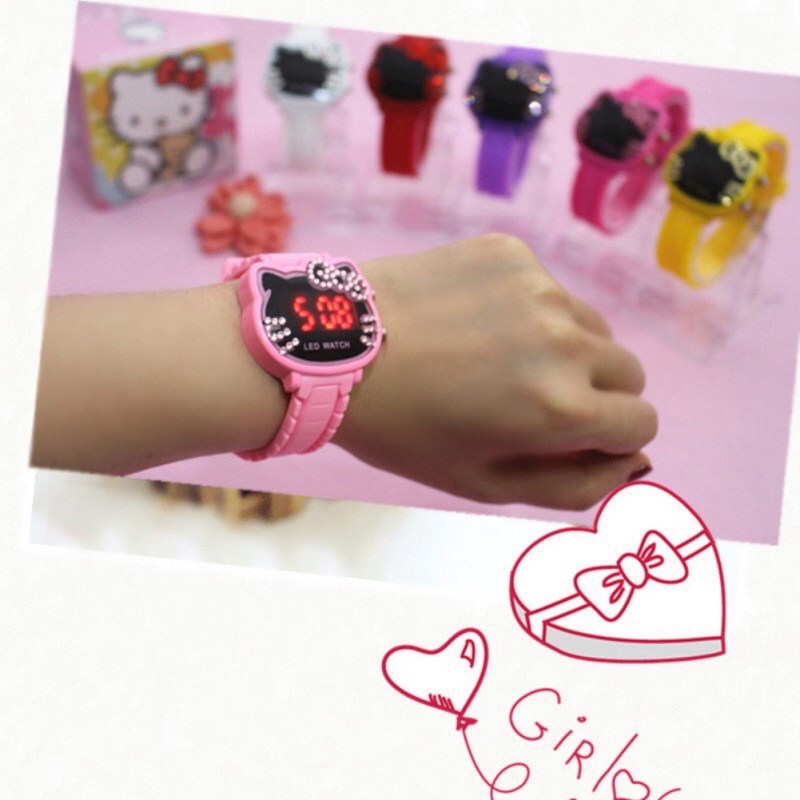 Đồng hồ đeo tay điện tử Hello Kitty đính đá cho bé gái