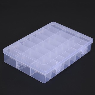 24 Compartments Plastic Jewelry Pills Box Organizer Storage Container White