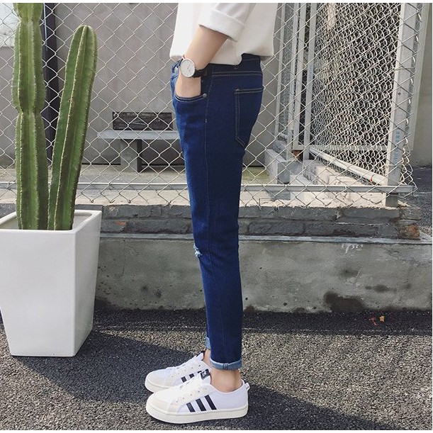 [HOT] Jean rách xanh Hàn Quốc form skinny A205