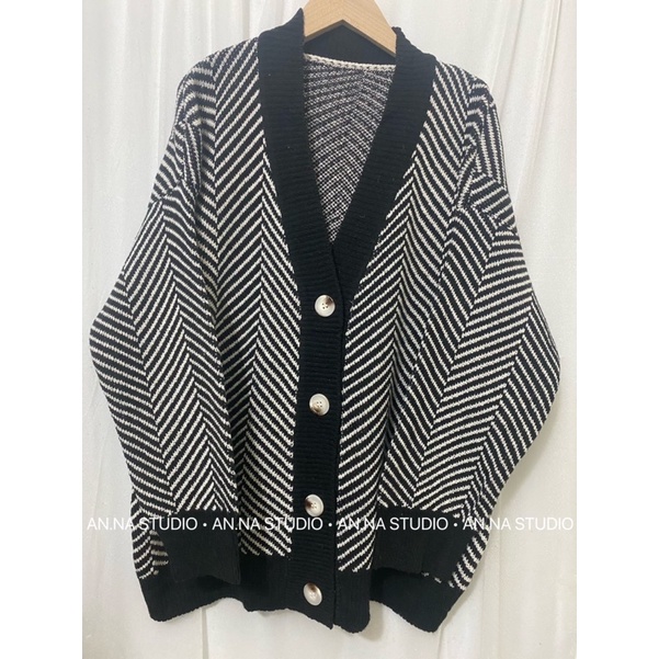 Áo khoác len Cardigan hoạ tiết sương cá dáng rộng form to 3 màu