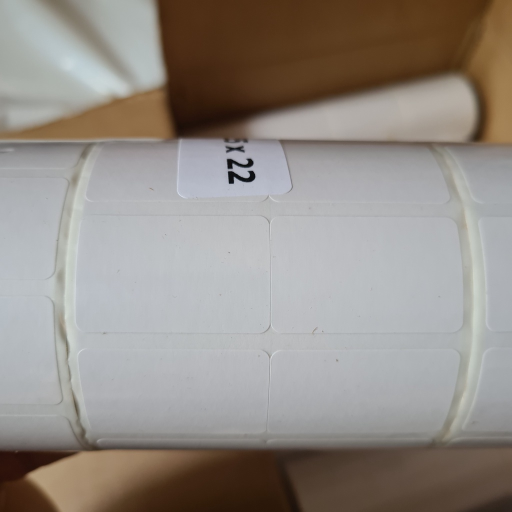 Giấy in mã vạch, decal nhiệt, cuộn in tem, 2 tem một hàng, cuộn 2000 cái 35x22