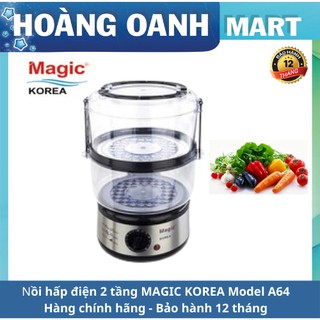Nồi Hấp Đa Năng Magic Korea  A64 5 Lít Công Suất 500W  hấp thịt, rau, củ quả, cá,trứng....Bảo Hành 12 tháng
