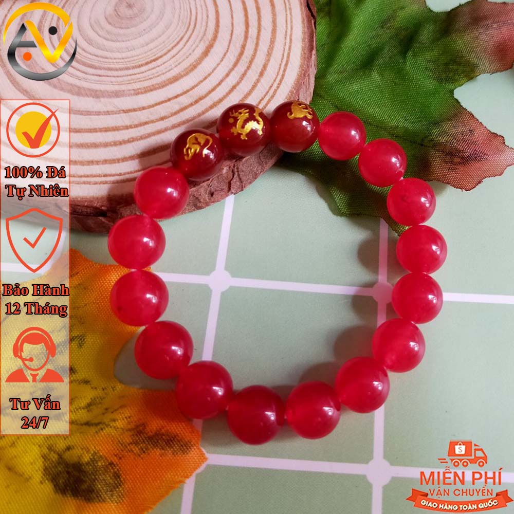Vòng phong thủy mệnh hỏa thân tý thìn mã não đỏ - Vòng tay tam hợp quý nhân quý thần - Bảo hành 12 tháng