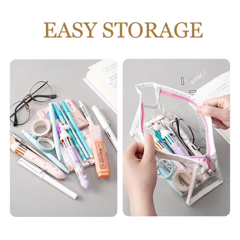 Túi Đựng Bút Trong Suốt Sức Chứa Lớn Họa Tiết Hoạt Hình Đáng Yêu